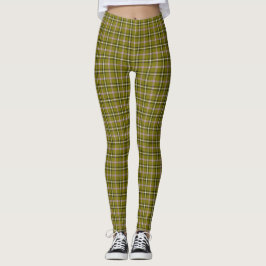 Olive Green Plaid Retro Color Leggings