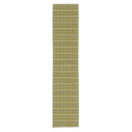 Olive Green Plaid Retro Color Table Runner