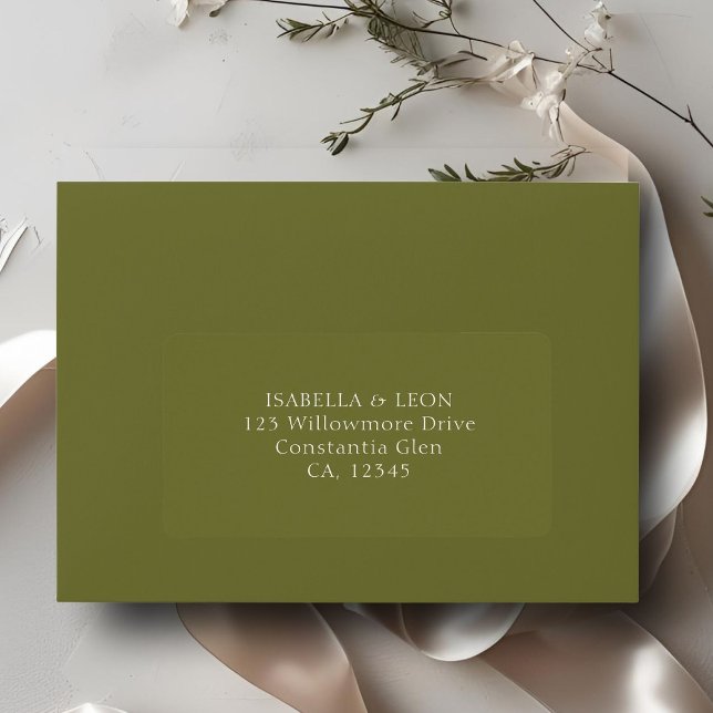 Olive Green | Simple Wedding Address Adressetikett (Skapare uppladdad)