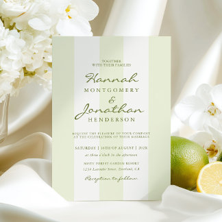 Olive Green Stripe Wedding Invitation Inbjudningar