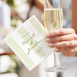 Olive Green Stripe Wedding Pappersservett