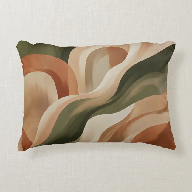 Olive Green Terracotta Abstract Accent Pillow Prydnadskudde (Framsidan)