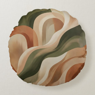 Olive Green Terracotta Abstract Round Throw Pillow Rund Kudde