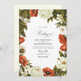 Olive Green Terracotta & Soft Ivory Floral Wedding Inbjudningar