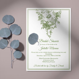 Olive Green Toile de Jouy Bridal Shower Invitation Inbjudningar