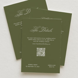Olive Green Wedding Details Qr Code Tilläggskort
