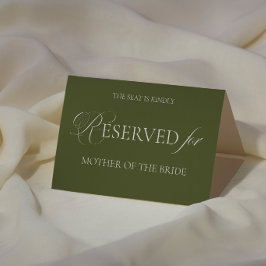 Olive Green Wedding Reserved Place Card Kort