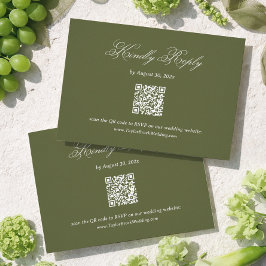 Olive Green Wedding RSVP Qr Code Tilläggskort