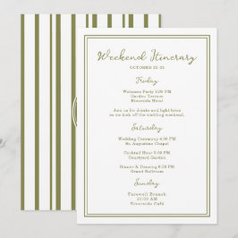 Olive Green Wedding Weekend Itinerary Card Inbjudningar