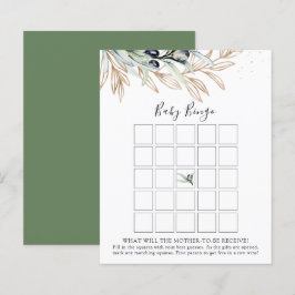Olive Gren Baby Shower Bingo-spelkort
