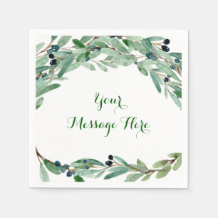 Olive Gren Blommigt Möhippa Pappersservett