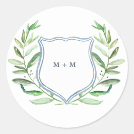 Olive Gren Boho Garden Monogram Stickers Runt Klistermärke