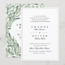 Olive Gren Botanical Grey Elegant bröllop