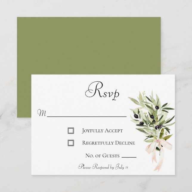 Olive Gren Bouquets Bröllop OSA Kort (Fram/baksida)