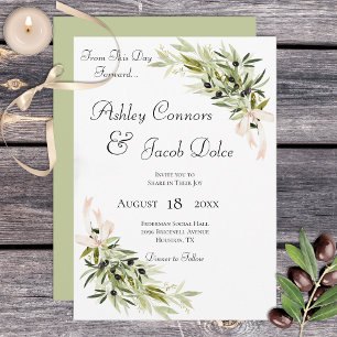 Olive Gren Bouquets Sage Wedding bjudande Inbjudningar