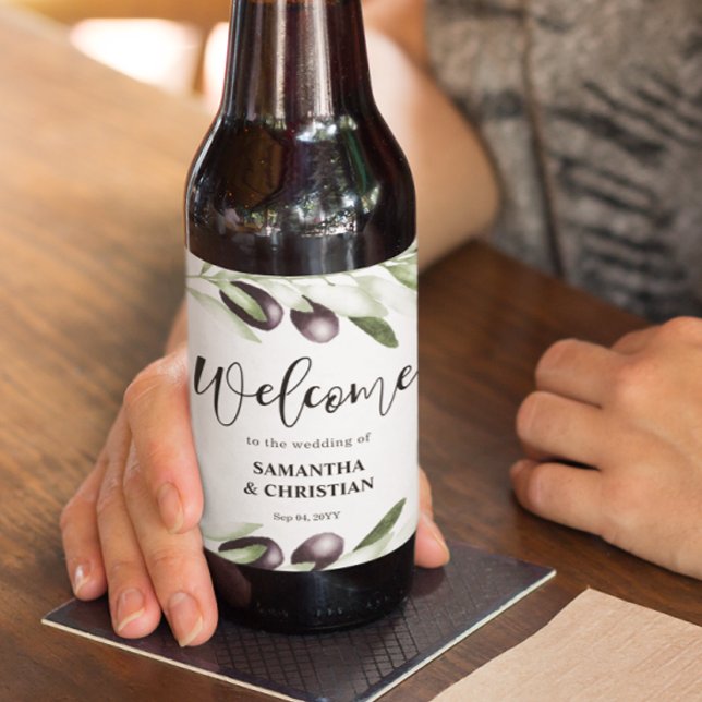 Olive Gren Bröllop Beer Label Ölflaska Etikett (Skapare uppladdad)