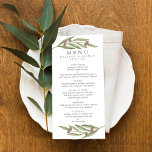 Olive Gren Bröllop Meny<br><div class="desc">Fira i stil med dessa snyggtar och mycket trendig menykort i bröllop. Utformningen har ett handmålat olivträd gren med vacker typografi som är perfekt för varje rostiskt temat giftermål firande. Den här designen är lätt att anpassa med din speciella händelsetext och dina gäster blir glada när de ser dessa fantastiska...</div>
