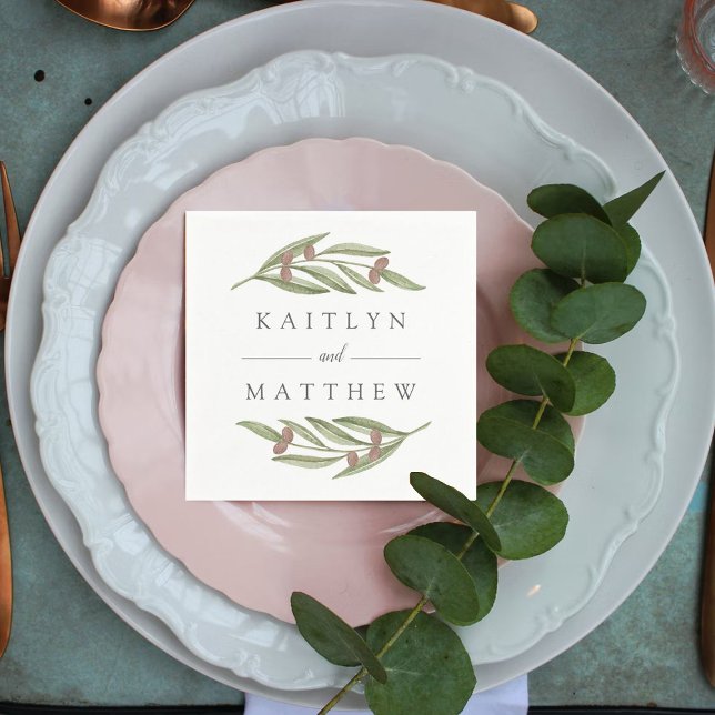 Olive Gren Bröllop Pappersservett (Skapare uppladdad)