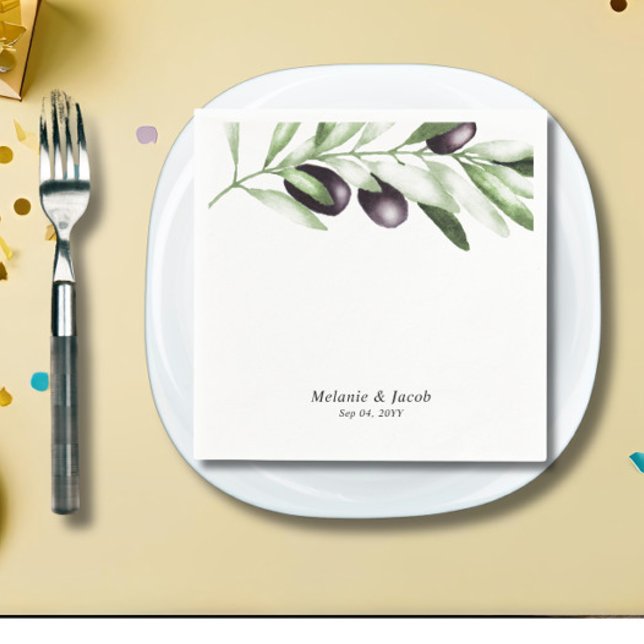 Olive Gren Bröllop Pappersservett (Skapare uppladdad)
