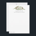 Olive Gren Bröllop Rådkort<br><div class="desc">Fira i stil med dessa rådgivningskort för rustikoliver gren. Den enkla men ändå snyggt-utformningen gör det möjligt för dina gäster att skriva ett meddelande om råd till dig för behålla och att under flera år läsa upp det för komen. Ordalydelsen är lätt att anpassa så att dessa kort snabbt kan...</div>