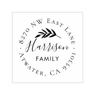 Olive Gren Circle Adress Frimärke Självfärgande Stämpel