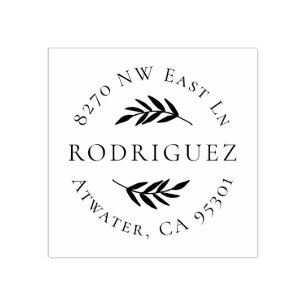 Olive Gren Circle Adress Frimärke Stämpel