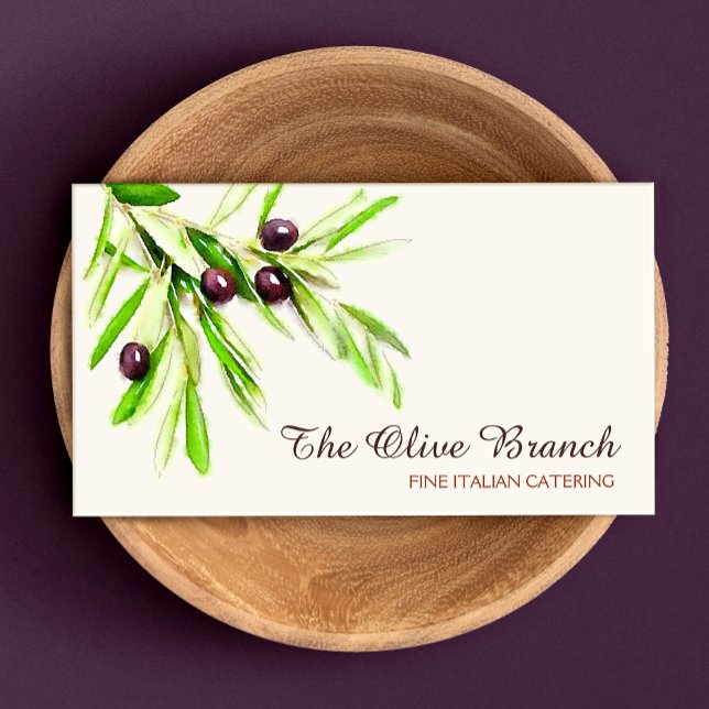 Olive Gren italiensk eller grekisk Catering Chef 2 Visitkort (Skapare uppladdad)