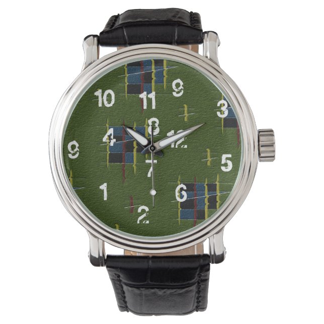 Olive Gren Jumbloded Watch Armbandsur (Framsida)