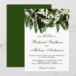 Olive Gren Lövs Botaniskt bröllop Inbjudningar