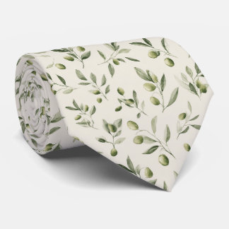 Olive Gren Medelhavet Mönster Slips
