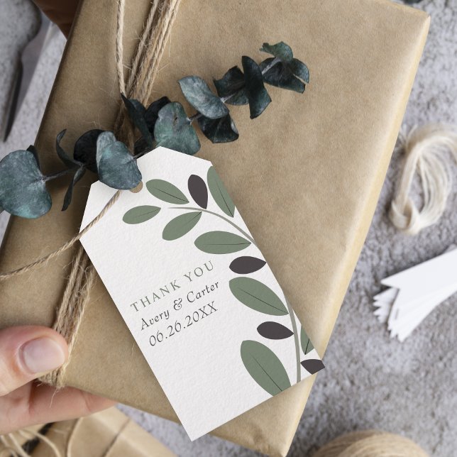 Olive gren Medelhavet Tack bröllop Presentetikett (Skapare uppladdad)