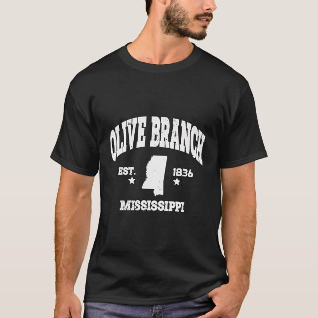 Olive Gren Mississippi Retro State Throwback T Shirt (Framsida)