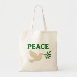 Olive Gren - Peace Tote Bag Tygkasse