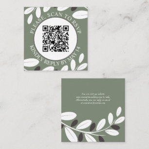 Olive gren, QR-kod OSA Medelhavet bröllop Tilläggskort