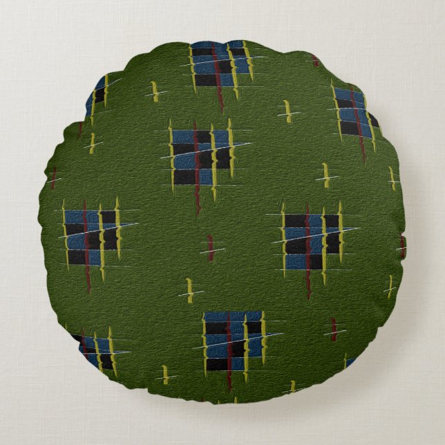 Olive Gren Round Cushion Rund Kudde (Framsidan)
