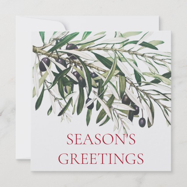 "OLIVE GREN"-SEASONS GREETINGS FLAT CHRISTMAS KORT (Framsida)