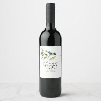 Olive Gren Vin-etikett Tack Vinflaska Etikett