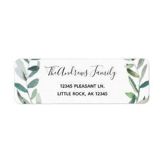 Olive Gren Watercolor Anpassningsbar Returadress Etikett