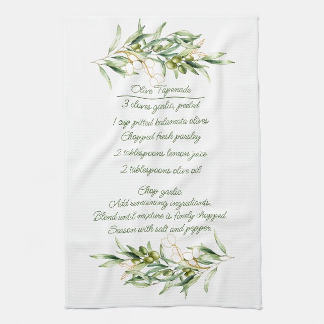 Olive Grenar och Tapgranat Recipe Kitchen Towels Kökshandduk (Vertikal)