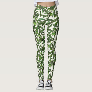 Olive grenar på benvit leggings