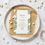 Olive grenar ram bröllop meny<br><div class="desc">Olivodlingen grenar,  perfekt för en enkel och chic vinodling i bröllop. Den här originalversionen av papperskorgen är både klassisk och elegant. Anpassade färger till fullo: Du kan enkelt ändra färg i texten och bakgrunden till vad du vill.</div>