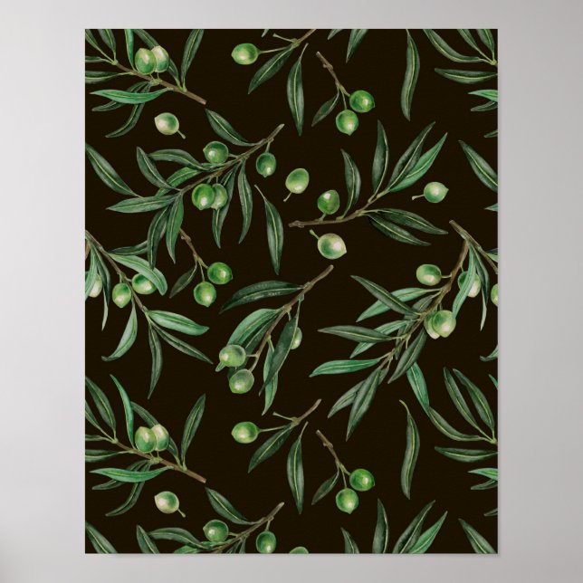 Olive grenar vattencolor on black poster (Framsidan)