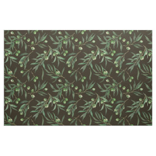 Olive grenar vattencolor on black tyg