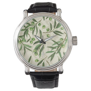Olive grenar, vattenfärg armbandsur