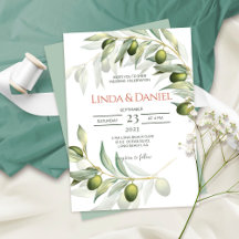 Olive Grenar Watercolor Rustic Bröllop