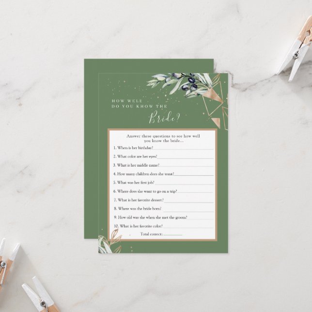 Olive Grey som känner till det bästa spelkortet Inbjudningar (Fram/Back In Situ)