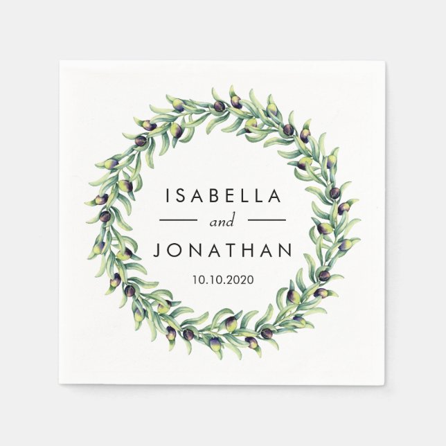 Olive Grove | Anpassningsbarna Rustic bröllop Pappersservett (Framsidan)