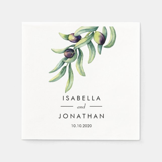 Olive Grove | Anpassningsbarna Rustic bröllop Pappersservett (Framsidan)