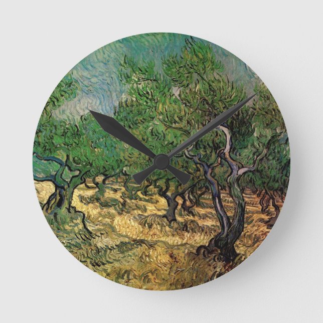 Olive Grove av Vincent van Gogh Rund Klocka (Framsida)