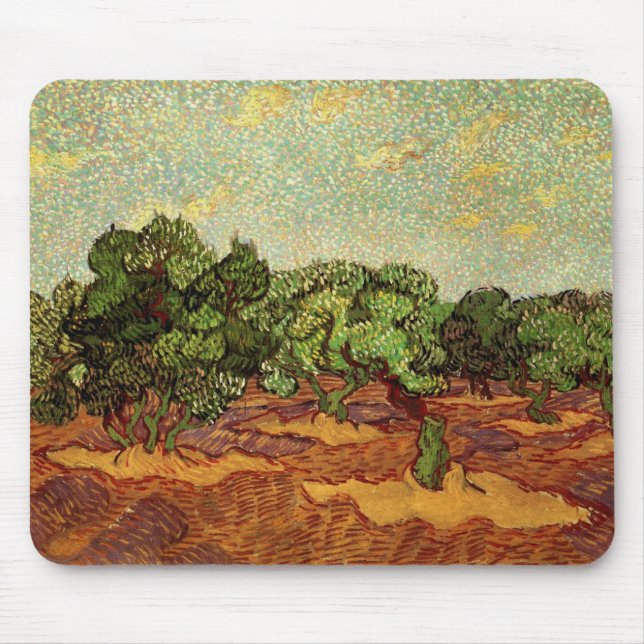 Olive Grove, Blek Blå himmel av Vincent van Gogh Musmatta (Framsidan)